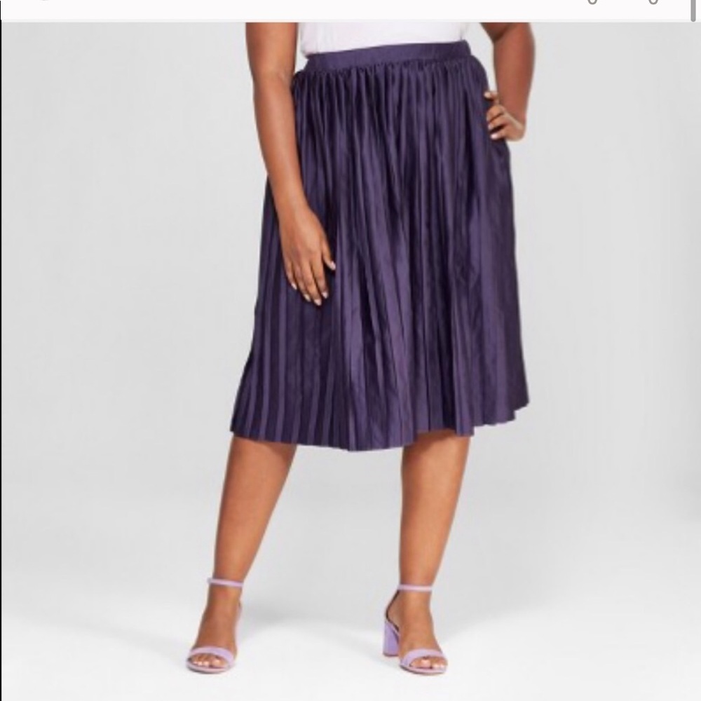 Ava & Viv Sz 2X dark purple pleated midi skirt